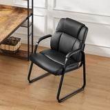 UOCFYK PU Leather Conference Room Chair, Tall Back Chairs with with Padded Arms and No Wheels, Guest Chair for Reception Waiting Room Black