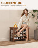 IUNVR Shoe Rack Bench Seat Rubberwood 3-Tier Wooden Storage Bench 550lbs Compact Mid-Century Modern Design for Entryway, Hallway, Closet, Front Door Entrance, Foyer