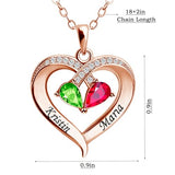 MGOOL 925 Sterling Silver Custom Necklaces For Women Personalized 2 Names Heart Necklace with 2 Birthstones Engraved Necklace (Rose gold plated sterling silver)