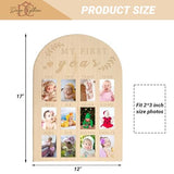 My First Year Photo Board, 12 Months Big Wooden Baby Milestone Display Frame, 1st Birthday Decorations Girl Boy Nursery Keepsake Gift for New Mom, My First Photo Album for Baby