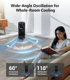 Personal Tower Fan for Bedroom, Portable Desk Table Fan，3 Speeds Cooling Standing Fan with 12H Timer, 60° & 110° Oscillating Floor Tower Fans That Blows Cold Air for Bedroom Office,Dark Black