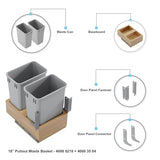 Dowell Double 35Qt Undermount Trash Pull-Out Waste Container with Full Extension Soft-Close Slides