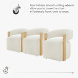 KISLOT Upholstered Dining Chairs Set of 4 with Casters, Wood Arm, Off White