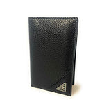 Prada Black Vitello Grain Leather Vertical Bifold Wallet New