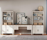 Home Office Furniture Set, 56" Executive Desk with Charging Station, 72" Tall Bookcase with 4 Doors and 2 Drawers
