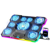 Laptop Cooling Pad, RGB Lights Laptop Cooler 9 Fans for 15.6-19.3 Inch Laptops