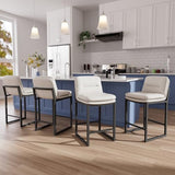 24" White Counter Height Bar Stools Set of 6, Double-Layer Seat