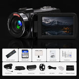 VETEK Video Camera 8k Camcorder 48MP UHD WiFi IR Night Vision Vlogging Camera for YouTube, 18X Digital Zoom 3.0“ LCD Screen Digital Camera with Microphone, 32G SD Card, Remote Control and 2 Batteries