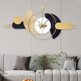 AXAORIRA 39x18 Inch Modern Decorative Wall Clock Battery Operated, Unique Silent Non-Ticking Large Clocks for Living Room, Kitchen, Bedroom, Office – Abstract Design Timepiece