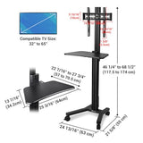Yescom Rolling TV Stand Mobile TV Laptop Cart for 32" to 65" LCD LED Screen TVs Office Lecture