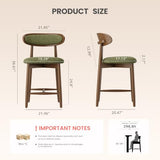 Wooden Bar Stools Set of 4, 24.8” Counter Height Stools with Rubberwood Legs & Ergonomic Backrest