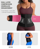 FeelinGirl Waist Trainer Belt for Women Man Waist Trimmer Ab Belt Tummy Control with Triple Wrap Hourglass Body Shaper Bright Pink