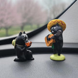 RCASGCAT Mini Cat Desk Figurines, Cute Computer Monitor Miniature Cat Desk Set for Office, Rearview Mirror, Home Decor