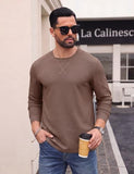 Askdeer Men's Waffle Long Sleeve T-Shirt Casual Lightweight Pullover Tees