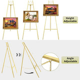 Gold Easel Stand for Wedding Sign, Heavy Duty Metal Display Stand, 4-Tier Height