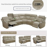 Recliner Sofa Sectional Sofa with LED Light for Living Room, Air Leather Reclining Corner Sectional Sofa Set, Cup Holder
