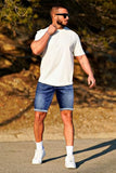GINGTTO Shorts for Men Casual Skinny Slim Fit Jeans Shorts for Mens Denim Shorts 36