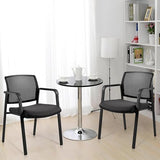 Mesh Back Stacking Guest Chairs,Stackable Waiting Room Arm Chair with Fabric Upholstered for Office