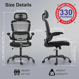 TRALT Office Chair Ergonomic Desk Chair, 330 LBS Home Mesh Office Desk Chairs with Wheels (Black)