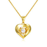 Real 18k Gold Heart Necklace for Women