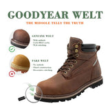 TOUGHSTEPS Steel Toe Work Boots for Men Non Slip Comfortable 6" Leather Rubber Safety Industrial & Construction Workboots 11.5 Brown