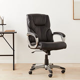 Amazon Basics Executive High Back Office Chair, Adjustable Height, Tilt, Swivel, Padded Seat, Bonded Leather