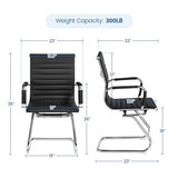 Yaheetech Faux Leather Office Reception Chair Without Wheels Mid Back Ergonomic Guest Chairs for Conference