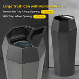Commercial Heavy-Duty Trash Cans Outdoor Garbage Can with Lid Large Trash Cans with Inside Cabinet for Patio, Black Stainless Steel