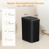 LJIACLEA Black Bathroom Trash Can 2.6 Gallon Motion Sensor Trash Cans Automatic Touchless Garbage Bin