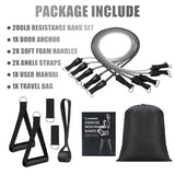 WIKDAY Exercise Resistance Bands with Handles for Working Out 200lbs Workout Bands Set with Door Anchor for Man Physical Therapy, Yoga, Pilates, Gray