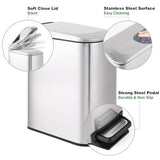 TIPGO Slim Bathroom Trash Can with Lid Soft Close, Step Pedal, 6 Liter