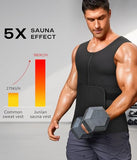 Junlan Sauna Suit for Men 2 in 1 Waist Trainer Sauna Shirt for Men Sweat Band for Stomach(Blue,Small)