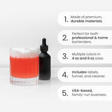 A Bar Above Cocktail Atomizer Spray Bottles and Dropper Set, Small Spray Bottle Set for Your Bar, Versatile Atomizer Glass Bottles, Small Bitters Bottle, Mini Bottles, Black, 2 Ounces