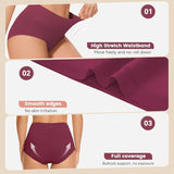 CleainKorte Plus Size Cotton Underwear for Women High Waisted Briefs Full Coverage Underwear Breathable 5 Pack 2XL