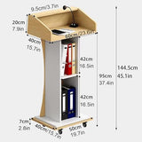 Podium Lectern Stand, Wooden Podium Stand with Wheels, Stable Pulpit with Privacy Pane