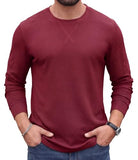 Askdeer Men's Waffle Long Sleeve T-Shirt Casual Lightweight Pullover Tees