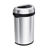 simplehuman 60 Liter / 15.9 Gallon Large Semi-Round Open Top Trash Can Commercial Grade Heavy Gauge, Brushed Stainless Steel simplehuman
