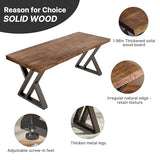 SXXjiaju Solid Wood Desk 55 inches, Home Office Computer Desk Wooden Rustic Writing Desk Metal