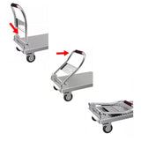 Truck Cart Industrial Steel Plate Trolley Cargo Flatbed Trolley Transporter Household Trailer Foldable Portable Express Trolley Push Cart Dolly