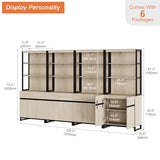WAMPAT 4 PCS Modern 72" Tall Bookshelf with Metal Base and Adjustable