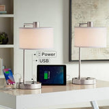 360 Lighting Colby Modern Desk Table Lamps 21" High Set of 2 with Hotel Style USB and AC