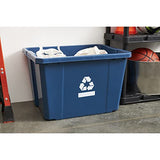 Living Medium Curbside Blue Box, Plastic 17 Gallon/64 Litre Home Trash Can Refuse and Recycling Bin