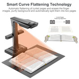 ET18 Pro Professional Document Scanner, 2nd Gen Auto-Flatten & Deskew Tech, 18MP HD Camera