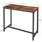 Bar Table, Rectangular Pub Table, 47.2” Counter Height Bar Table, Rustic Brown