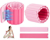 BECOJADDE Wrist Weights Ankle Weights for Women 1 Pair (1.1 lb Each) Silicone Magnetic Leg Arm Weighted Bracelet for Home Yoga Pilates, Pink Blush