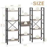 Shintenchi Industrial Bookcase,71.6” Triple 4 Tier Bookshelf with 11 Open Display Shelves