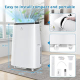 Portable Air Conditioners, 14000 BTUs Portable AC Unit 3 in-1 Cooling, Dehumidifier & Fan, Standing A/C Portable Air Conditioner for Room Up to 750 Sq. Ft, 24H Timer, Window Kits, Black&White Cover
