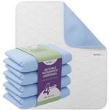 Incontinence Bed Pads - 18x24 | Cotton Blend | Washable Bed Pads for Adults, Children, Pets and Seniors Waterproof | Pack of 4, Blue, by Royal Care