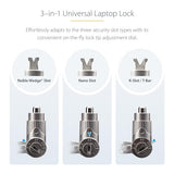 StarTech.com Universal Laptop Lock 6.6ft (2m), Security Cable for Notebooks Compatible with Noble Wedge/Nano/K-Slot