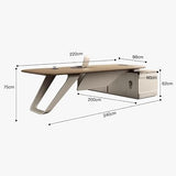 Modern Spacious Executive Desk with Metal Bracket Luxury L Shaped